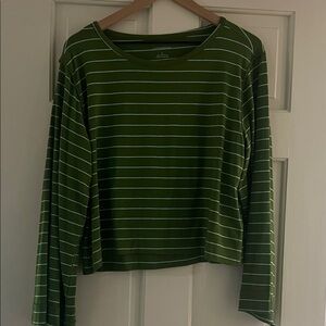Anthropologie Olive Striped Long Sleeve Tee